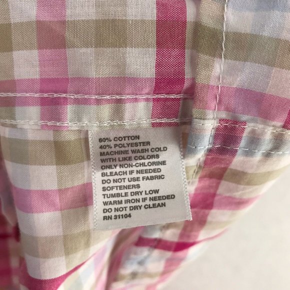 Saddlebred Mens Dress Casual Shirt Large Pink Plaid Short Sleeve Button Up - Picture 7 of 7